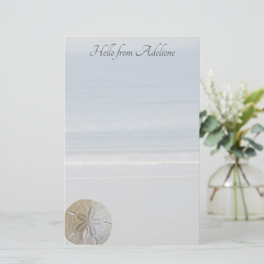 Zand Dollar Strand Achtergrond Schrijfpapier Briefpapier (Staand voorkant)