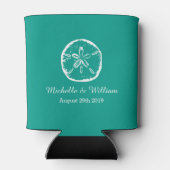 Zand dollar strand bestemming bruiloft koelbox blikjeskoeler (Achterkant)