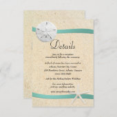 Zand Dollar Strand Bruiloft Details Informatiekaartje (Voorkant / Achterkant)