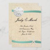 Zand Dollar Strand Bruiloft Menu Kaart (Voorkant / Achterkant)