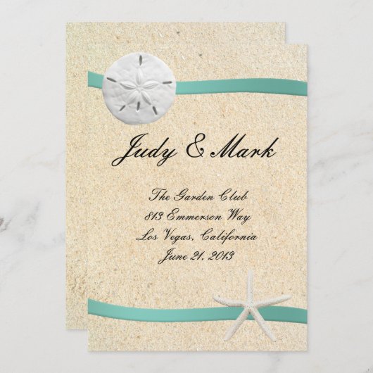 Zand Dollar Strand Bruiloft Menu Kaart (Voorkant / Achterkant)