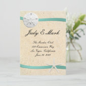 Zand Dollar Strand Bruiloft Menu Kaart (Staand voorkant)