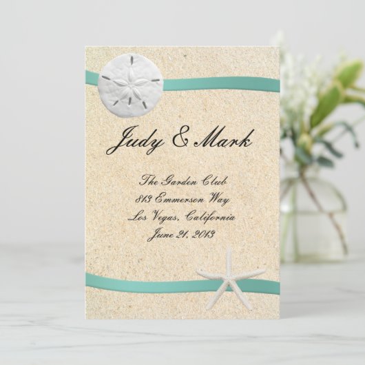 Zand Dollar Strand Bruiloft Menu Kaart (Staand voorkant)