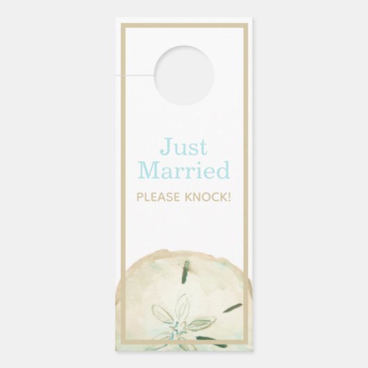 Zand Dollar Strand Bruiloft Net Getrouwd Favor Deurhanger (Voorkant)