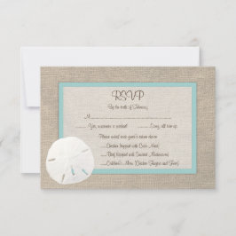 Zand Dollar Strand Bruiloft RSVP Card - Turquoise