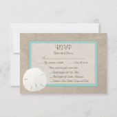 Zand Dollar Strand Bruiloft RSVP Card - Turquoise Kaartje (Voorkant)