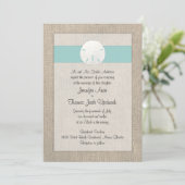 Zand Dollar Strand bruiloft uitnodiging - Turquois (Staand voorkant)