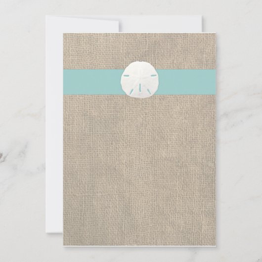 Zand Dollar Strand bruiloft uitnodiging - Turquois (Achterkant)