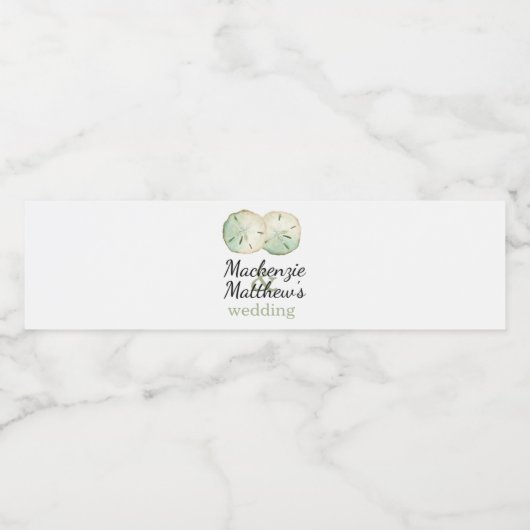 Zand Dollar Strand Bruiloft Waterfles Etiket (Enkel label)