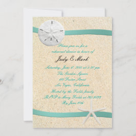 Zand Dollar Strand Huwelijk repetitie diner uitnod Kaart