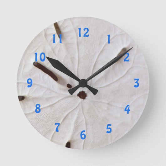Zand Dollar Strand Kust Wit Grijs Trendy Gift Ronde Klok (Voorkant)