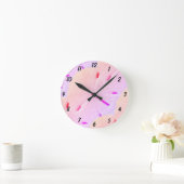 Zand Dollar Strand Roze Paarse Art Abstract Gift Ronde Klok (Huis)