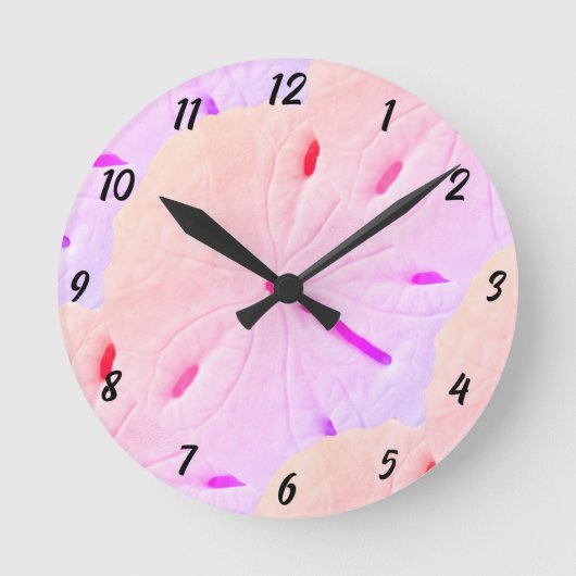 Zand Dollar Strand Roze Paarse Art Abstract Gift Ronde Klok (Voorkant)