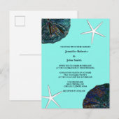 Zand Dollar Zeeschelpen Blauwgroen Abstract Strand Uitnodiging Briefkaart (Voorkant / Achterkant)