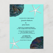 Zand Dollar Zeeschelpen Blauwgroen Abstract Strand Uitnodiging Briefkaart (Voorkant)