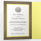 Zand Dollars & Burlap, Lemon Beach Wedding Suite Drieluik Uitnodiging (Binnenzijde eerst)
