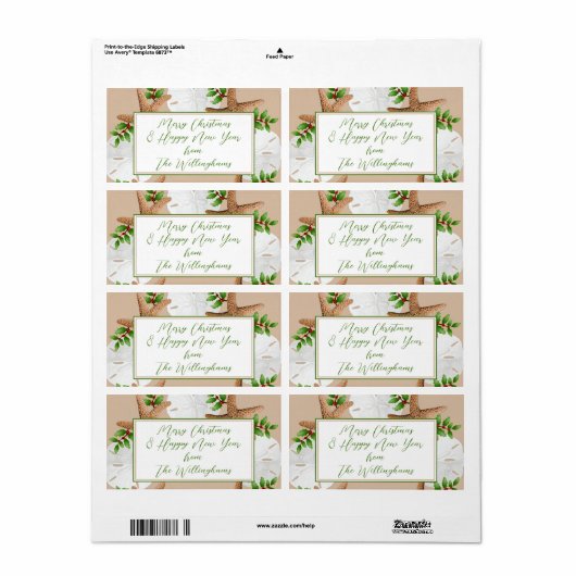 Zand Dollars Gift Wrapping Label Met Tekst (Full Sheet)