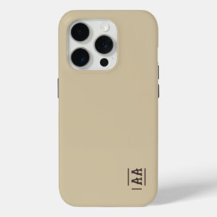 Zand Effen Kleur Koffie Bruin Initialen iPhone 15 Pro Case