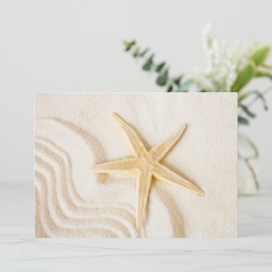 Zand en natuurlijke neutrale kleur van Starfish Kaart (Staand voorkant)