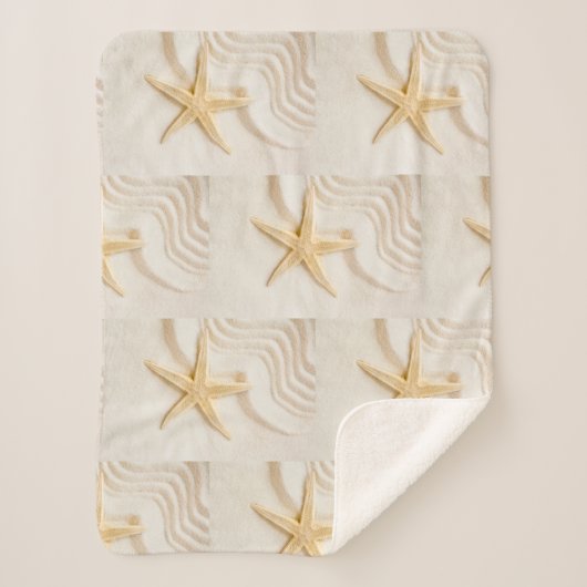 Zand en natuurlijke neutrale kleur van Starfish Sherpa Deken (Voorkant)