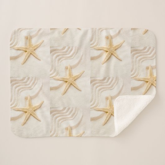 Zand en natuurlijke neutrale kleur van Starfish Sherpa Deken (Voorkant (horizontaal))