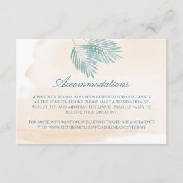 Zand- en palmstrand bruiloft informatiekaartje