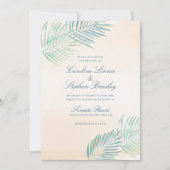 Zand- en palmstrand bruiloft kaart (Voorkant)