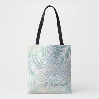 Zand- en palmstrand bruiloft tote bag