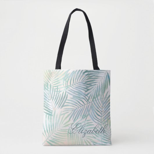 Zand- en palmstrand bruiloft tote bag (Voorkant)