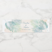 Zand- en palmstrand bruiloft waterfles etiket (Enkel label)