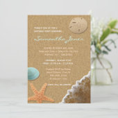 Zand- en schelpdierbeach-wedstrijd uitnodigen kaart (Staand voorkant)