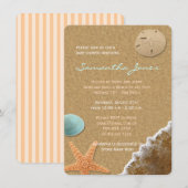 Zand en schelpdieren Aanhalen Baby shower Kaart (Voorkant / Achterkant)