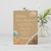 Zand en schelpdieren Aanhalen Baby shower Kaart (Staand voorkant)