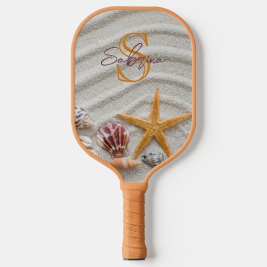 Zand en schelpen Monogram Pickleball Paddle (Voorkant)