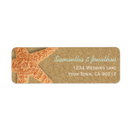 Zand en schelpen Starfish Beach Thema Etiket
