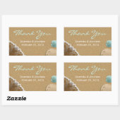 Zand en schelpen strand thema bruiloft dank u rechthoekige sticker (Vel)