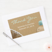 Zand en schelpen strand thema bruiloft dank u rechthoekige sticker (Envelop)