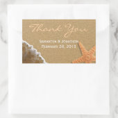 Zand en schelpen strand thema bruiloft dank u rechthoekige sticker (Tas)