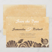 Zand en Seashells/Beach Weddenschap Save the Date (Voorkant / Achterkant)