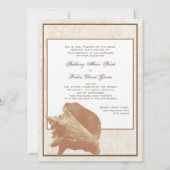 Zand en Shell Ocean Shore bruiloft Kaart (Voorkant)