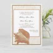 Zand en Shell Ocean Shore bruiloft Kaart (Staand voorkant)