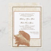 Zand en Shell Ocean Shore bruiloft Kaart (Voorkant / Achterkant)