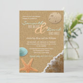 Zand en Shells Beach Repetitie Diner Uitnodigen Kaart (Staand voorkant)