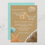 Zand en Shells Strand Bruiloft Uitnodiging (Voorkant / Achterkant)
