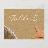 Zand en Shells Strand Thema Bruiloft Tafel Nummer Briefkaart (Achterkant)