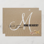 Zand en Starfish Beach Monogram Ring Bearer (Voorkant / Achterkant)