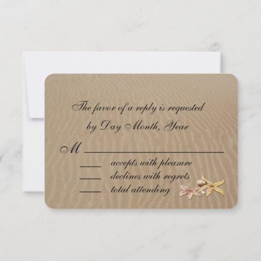 Zand en Starfish Beach Wedding RSVP Monogram (Achterkant)