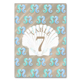 Zand en Starfish tan Wedding Table Number Kaart