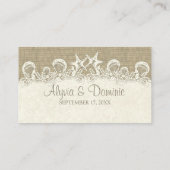 Zand en sterren Burlap Beach Theme Place Cards Plaatskaartje (Achterkant)
