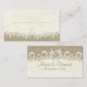 Zand en sterren Burlap Beach Theme Place Cards Plaatskaartje (Voorkant / Achterkant)